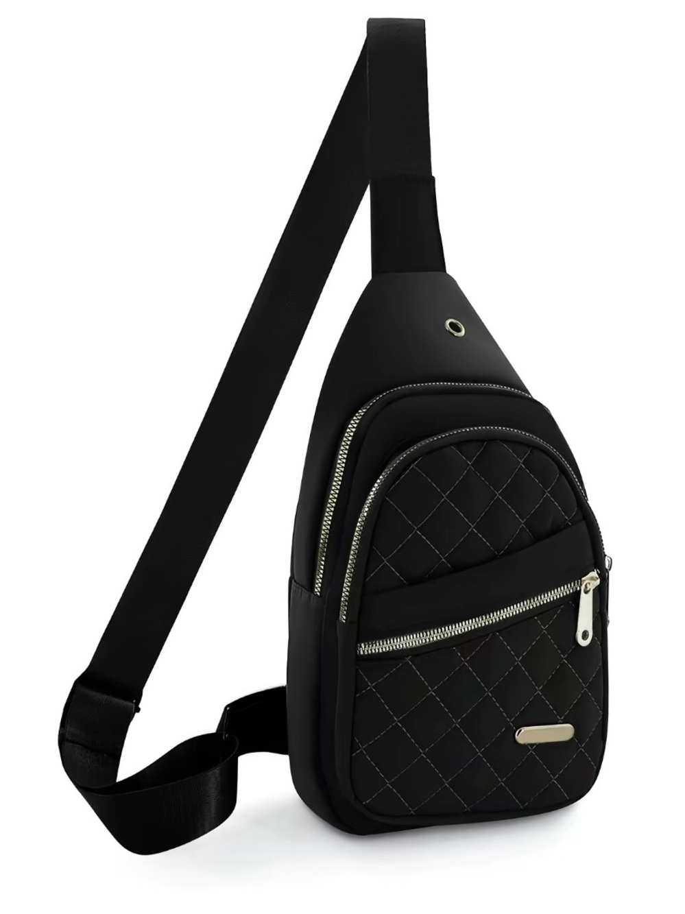 Black Quilted Crossbody Sling Bag